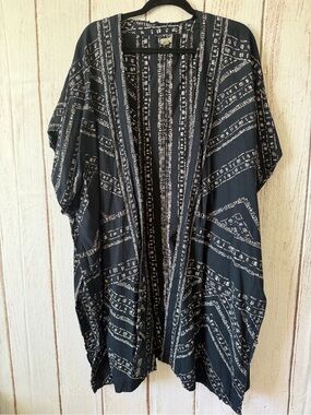 Ecoté Cotton Linen Geometric Pattern Kimono Wrap One Size
